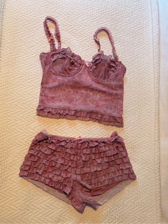 Edikted Tops - Edikted Mauve Ruffle Camisole Tank and Ruffled Shorts Set